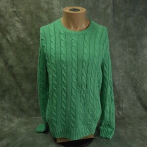 NWOT Polo Ralph Lauren Mint Green Cable Knit SILK LINEN Sweater Size LARGE #2000